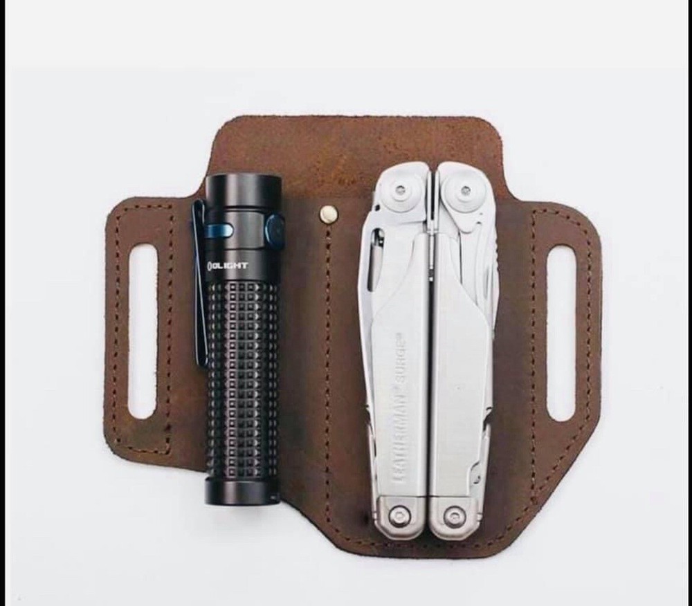 Handmade LeatherMan Pocket Knife Multitool Sheath EDC Belt Organizer Flashlight