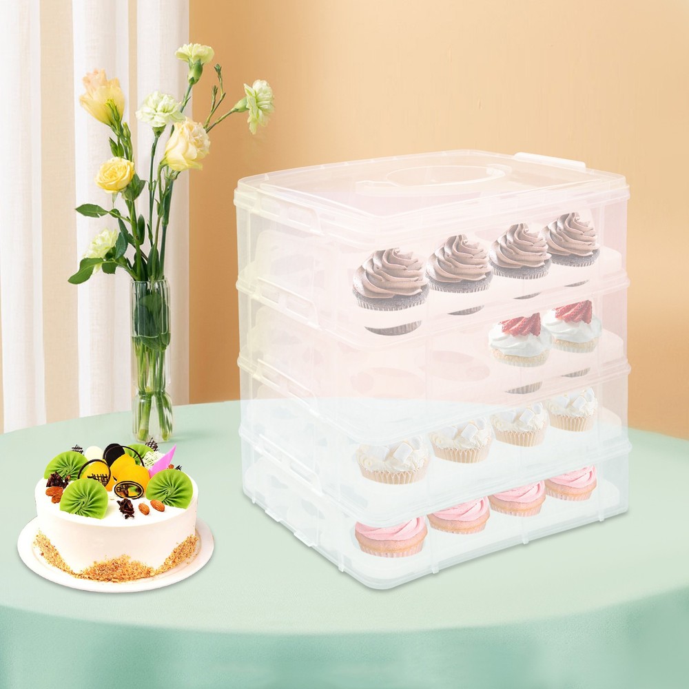 Cupcake Carrier with Lid and Handle Mini Cake Container Holder for 48 Cupcakes