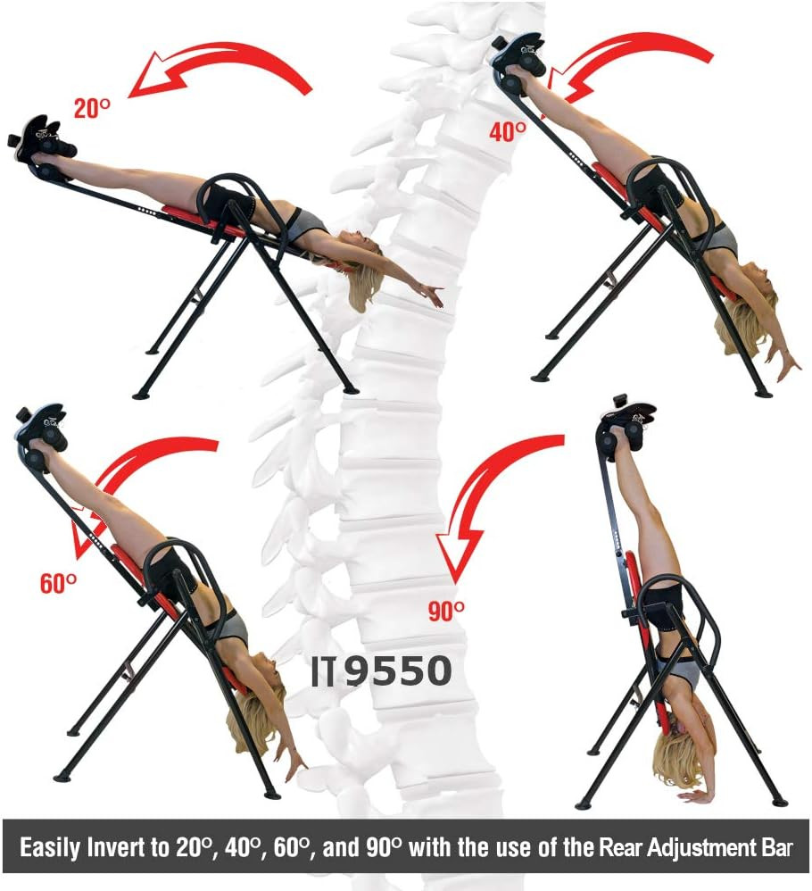 IT9550 Deluxe Inversion Table with Adjustable Head Rest & Lumbar Support Pad, -