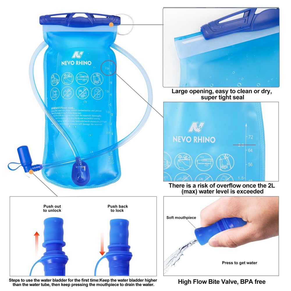 Lightweight Hydration Backpack, Running Backpack with 2L Water Bladder, Hydro...