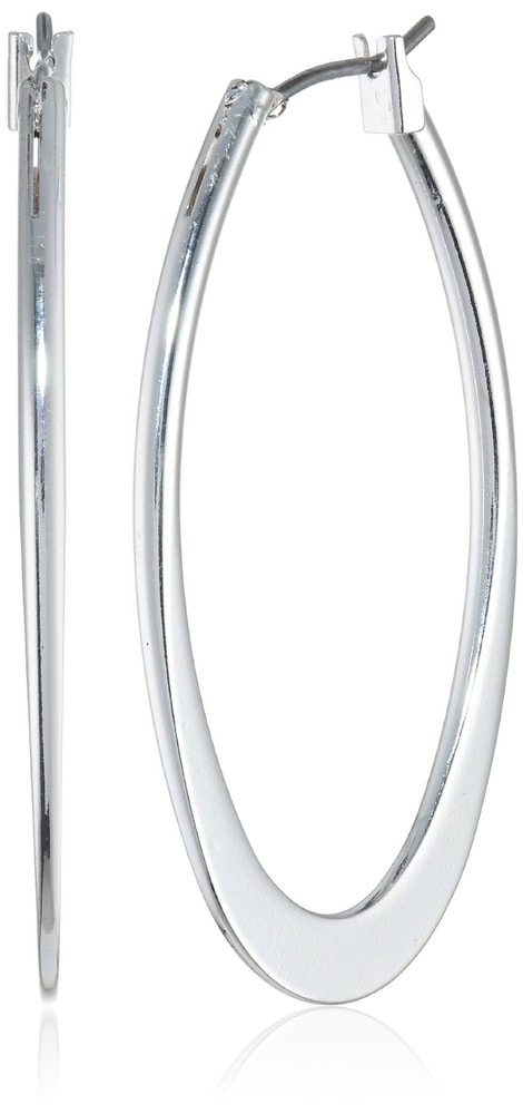 Anne Klein Classics Silvertone Large Oval Hoop Earrings Silver