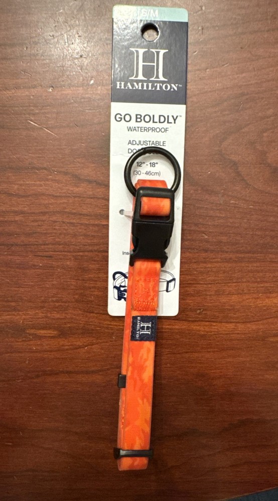 Hamilton Waterproof Dog Collar Adjustable Small Medium Orange Camouflage