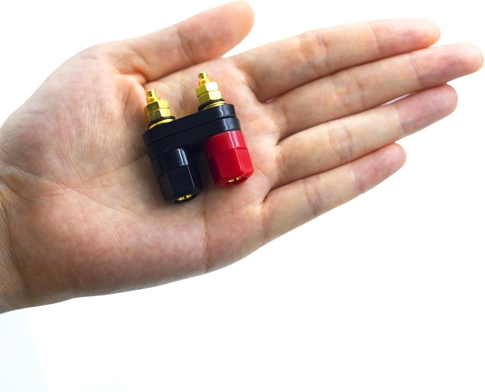 2Pcs Banana Plug Jack 2-Way Gold Plated Terminal Binding Post Power Amplifier...