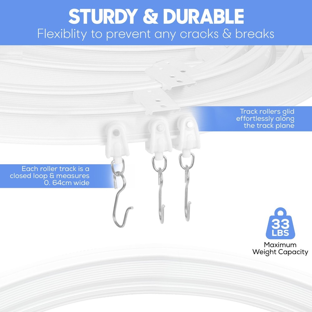 Flexible Ceiling Curtain Track System – 12ft Bendable Ceiling Mounted Curt