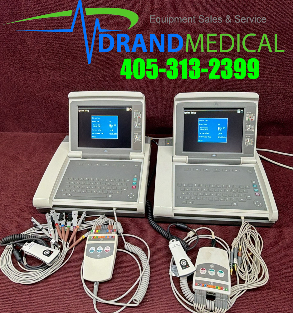 GE MAC 5500 System ECG/EKG Machine with module and barcode scanner