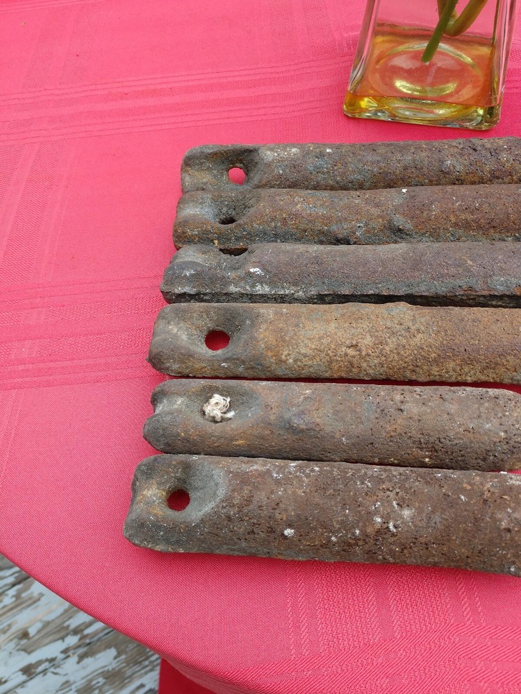 6 Vintage Cast Iron Window Weights