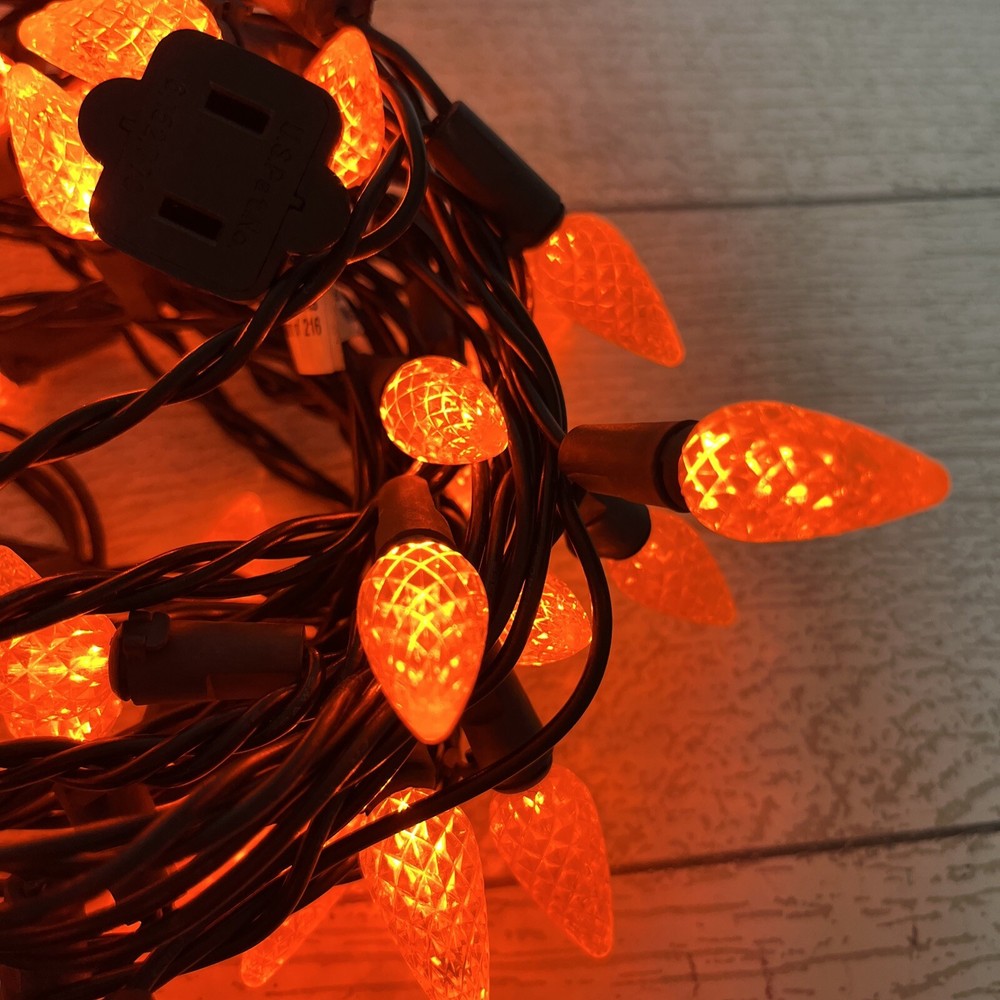 100 Ct Diamond Cut Pinecone Orange Halloween String Light Set