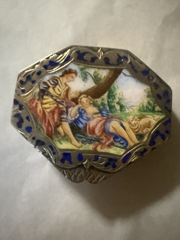 Vintage Italian 800 Silver Enameled Box