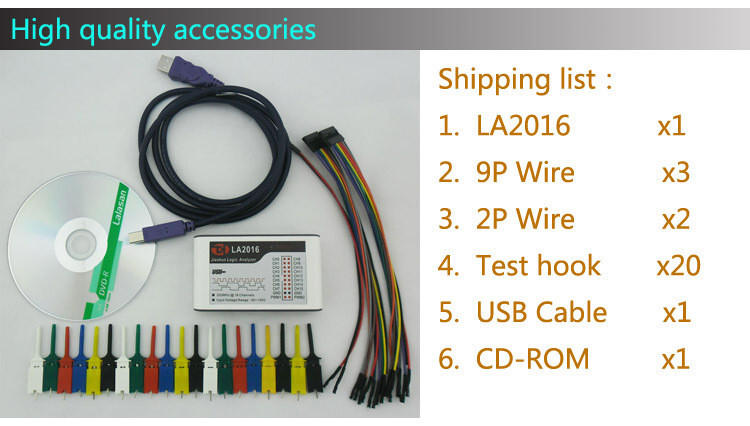 LA2016 USB Logic Analyzer 200M MAX Sample Rate 16Channels 2M PWM 10B samples