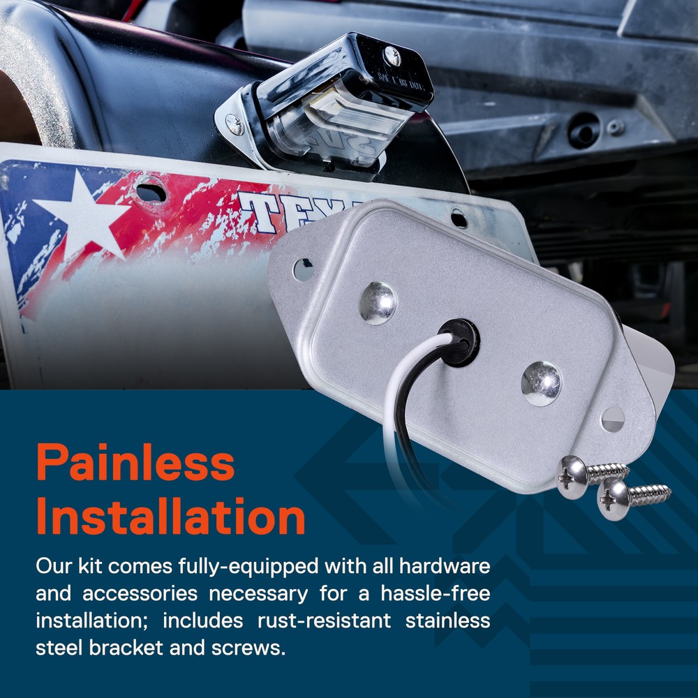 Black 12V DC Surface-Mount DOT LED License Plate Light for Trailer UTV ATV Truck