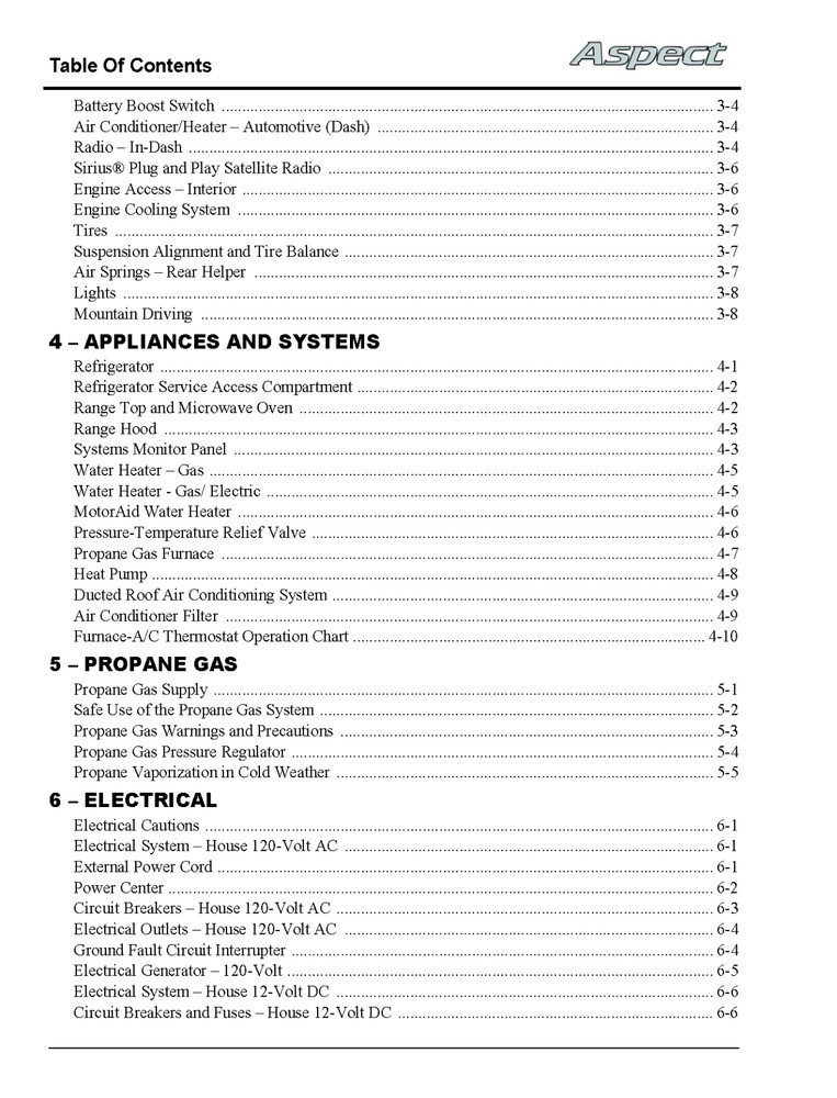 2009 Winnebago Aspect Home Owners Operation Manual User Guide Coil Bound