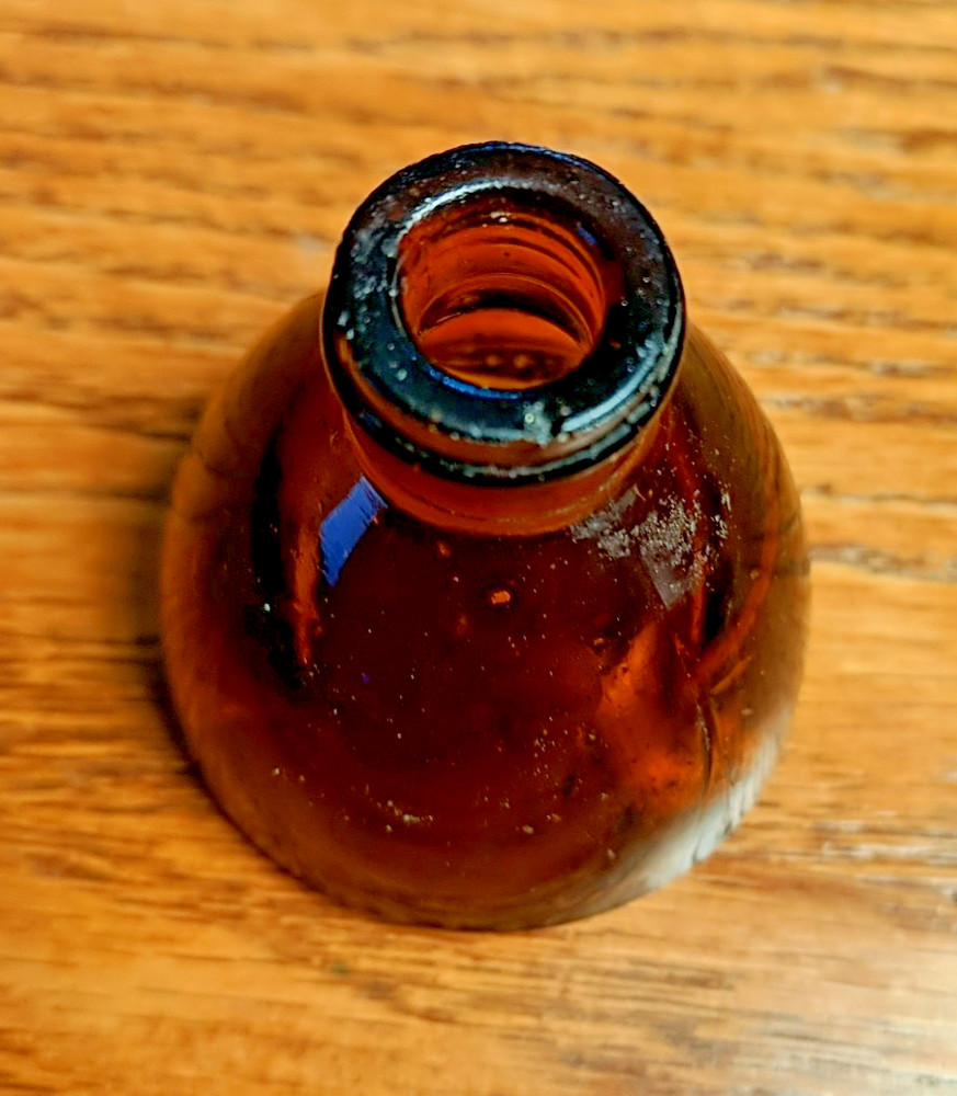 Vintage Amber Brown Squat Bottle