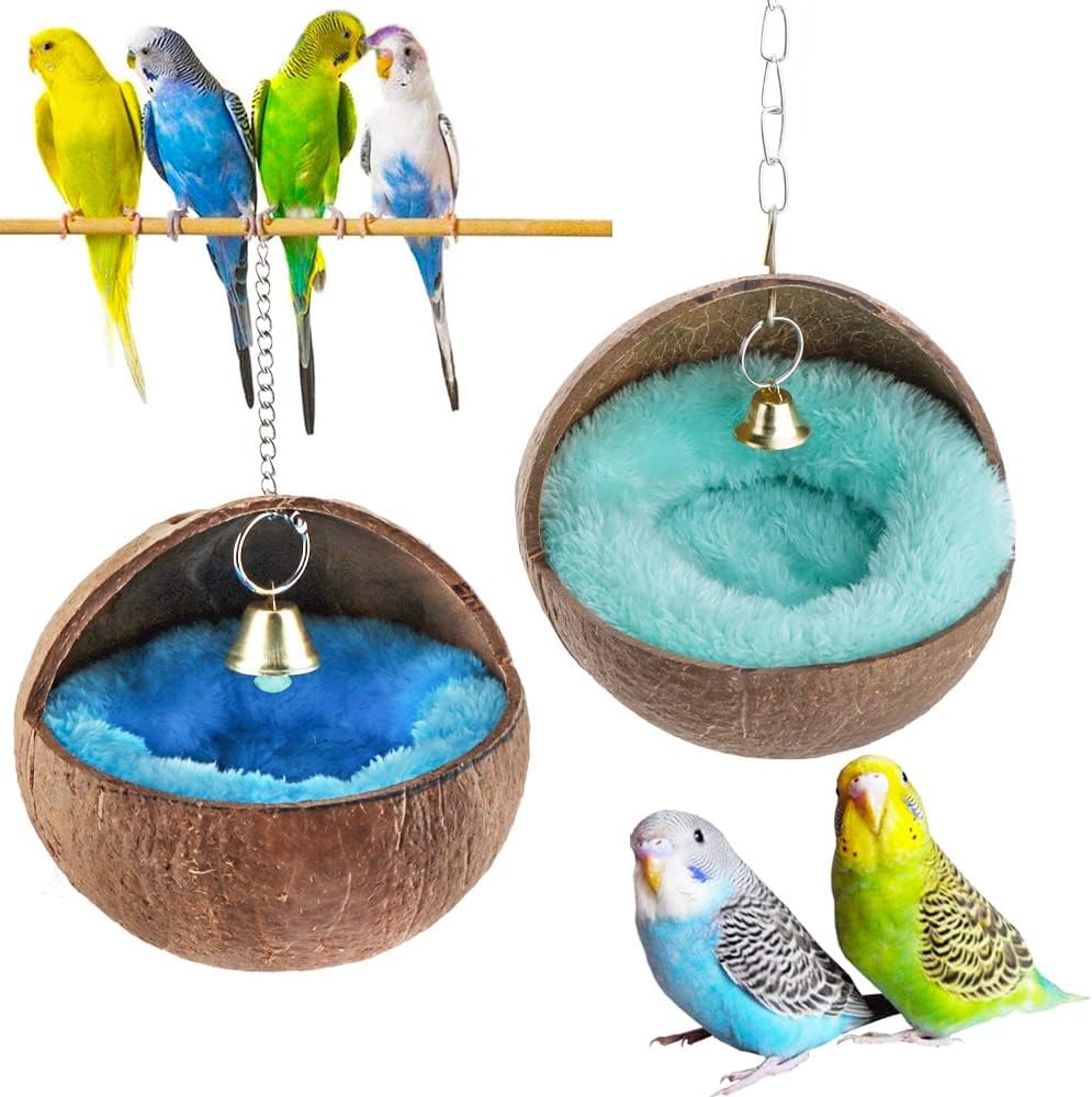 Natural Coconut Shell Bird Nest House Bed Breeding Nesting
