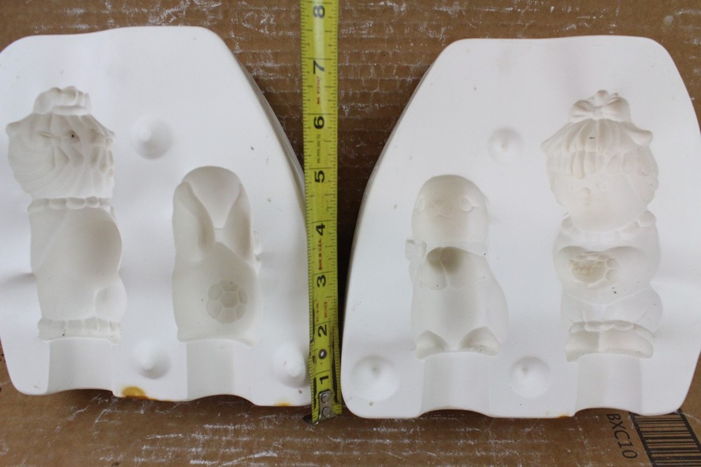 Ceramic Slip Mold 2 Piece Figure Clown Bunny Rabbit Easter Decor Cast Casting
