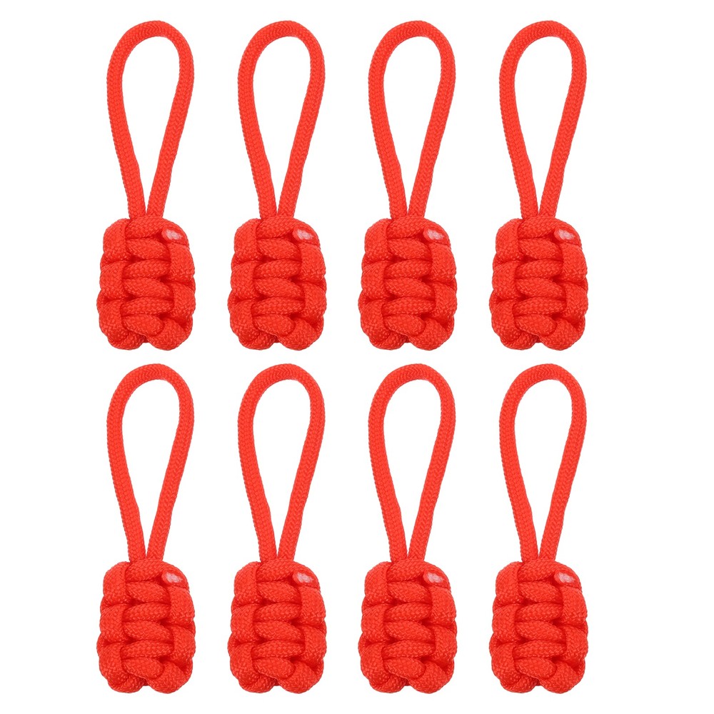 8Pcs Zipper Pulls Replacement, 80 x 3mm Polypropylene Rope Zipper Heads, Red