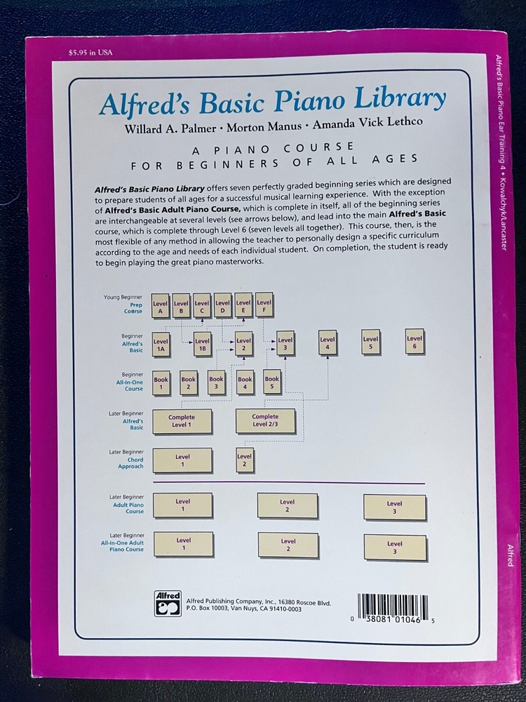 Alfred's Basic Piano Library Ear Training Level 4 Book