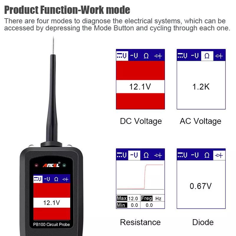 ANCEL PB100 Circuit Tester PowerScan Electrical System Diagnostic Tool 12V & 24V