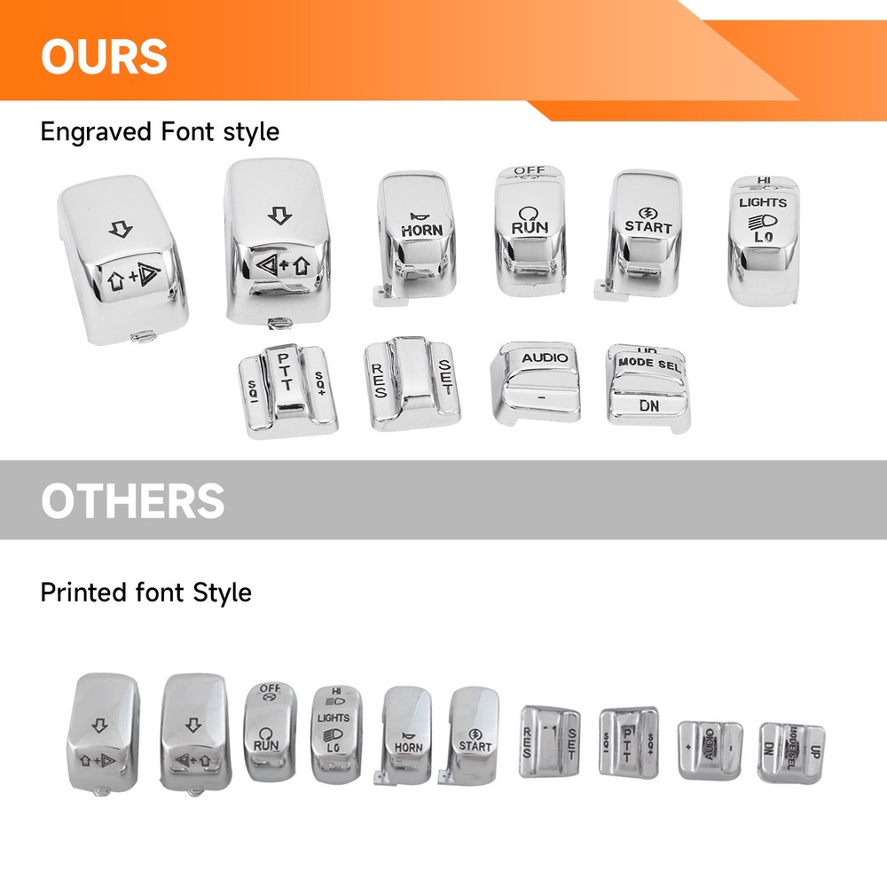 Chrome For Harley Touring 96-13 Hand Control Switch Cover Housing Button Cap Set
