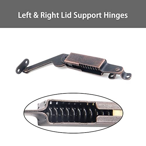 Spring Lid Support Hinge, 2Pcs Left and Right Lid Support Hardware Hinge for