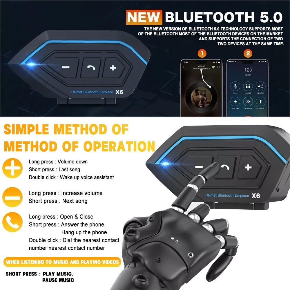 Motorcycle Helmet Headset Wireless Bluetooth Headphone Speaker Automatic Answer