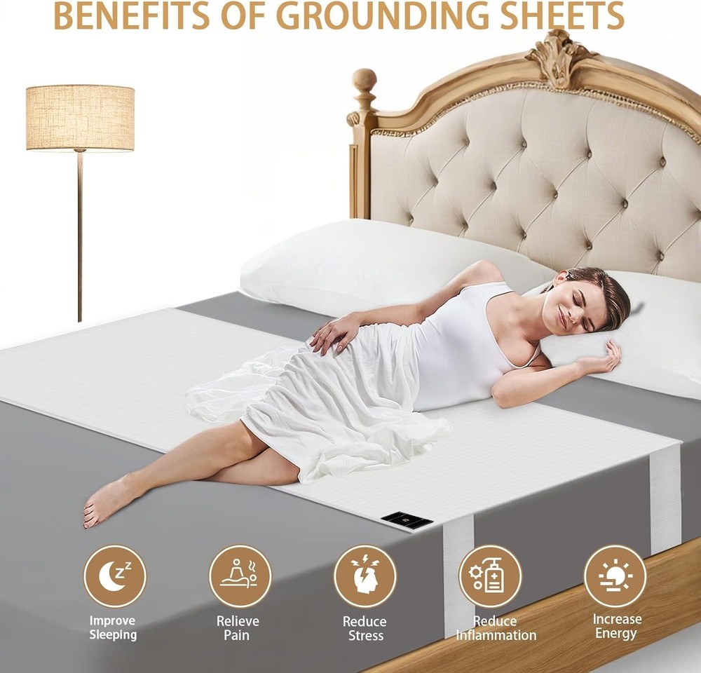 Grounding Sheets for Queen Size Bed, Grounding Bed Sheets with 10% Silver Fib...