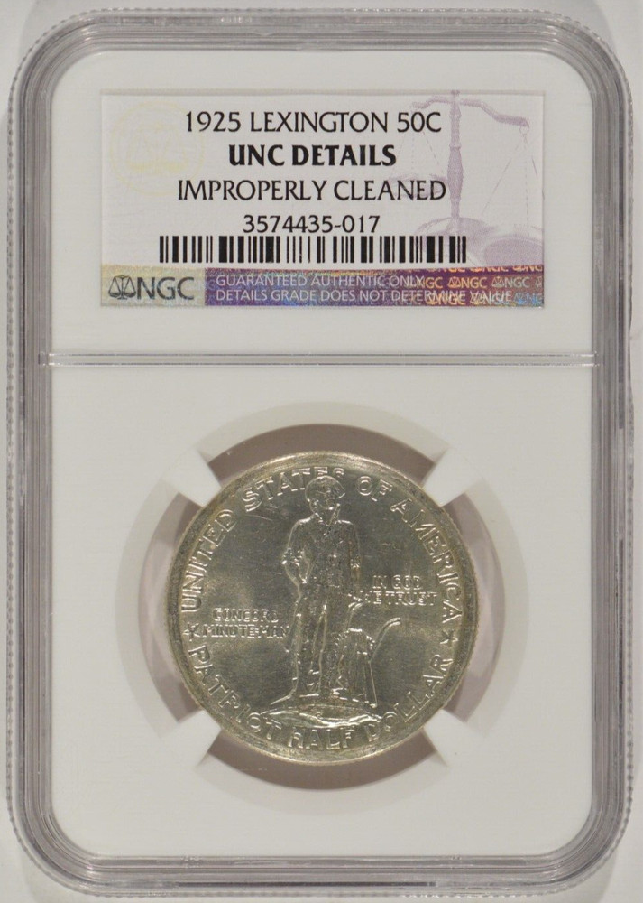 1925 Lexington Silver Half Dollar 50c NGC UNC Details Improperly Cleaned