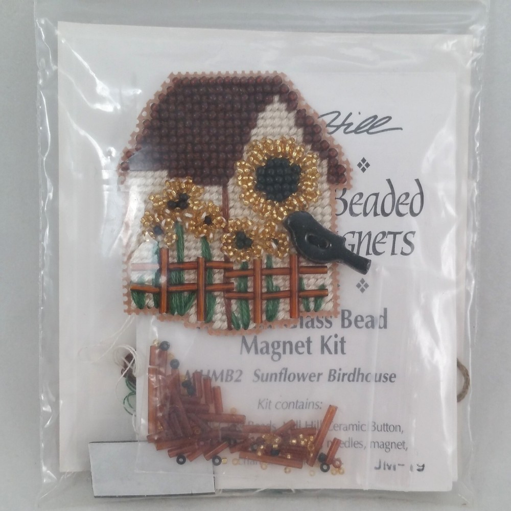 Completed Mill Hill Buttoned & Beaded Magnet Kit MHMB2 Sunflower Birdhouse