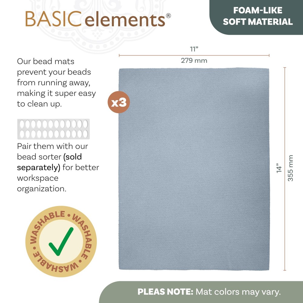 The Beadsmith Beading Mats Set – Double-Sided Stringing Work Mats, 3-Pack, 11...