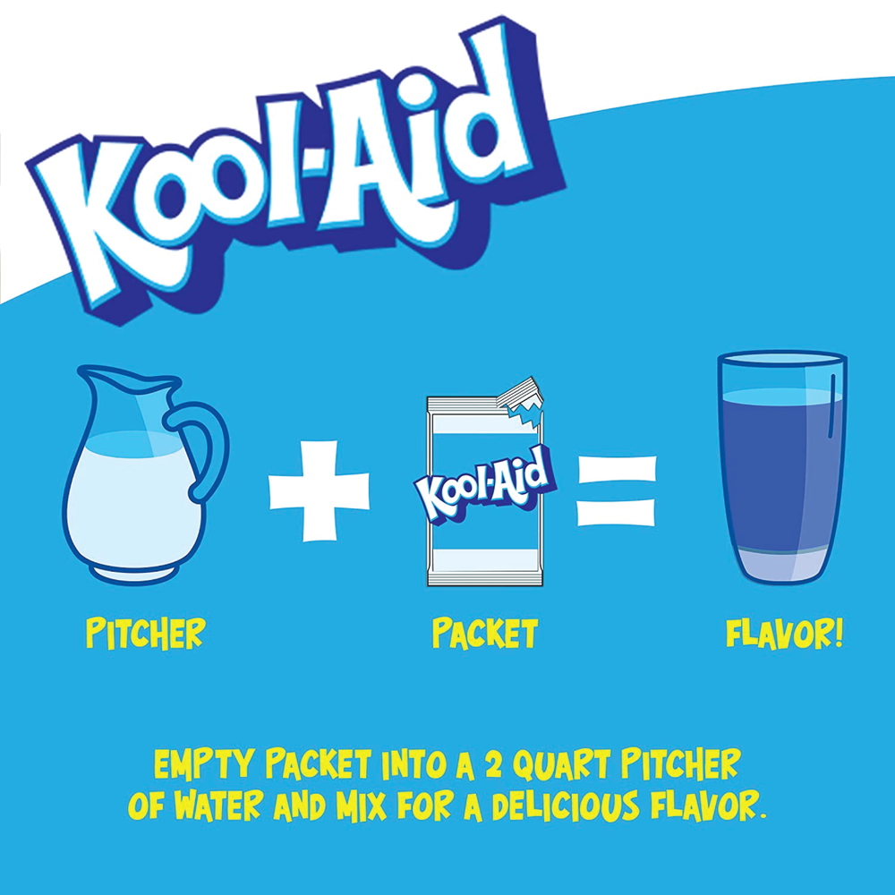 Full Box 48x Packets Kool-Aid Blue Raspberry Lemonade Caffeine Free Drink Mix