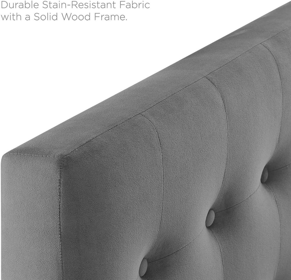 Modway Emily Twin Biscuit Tufted Performance Velvet Headboard, Gray