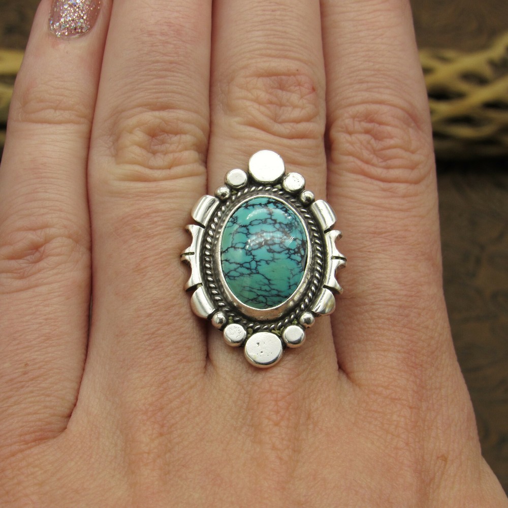 Sterling Silver and Turquoise Southwest Ring Size 7+