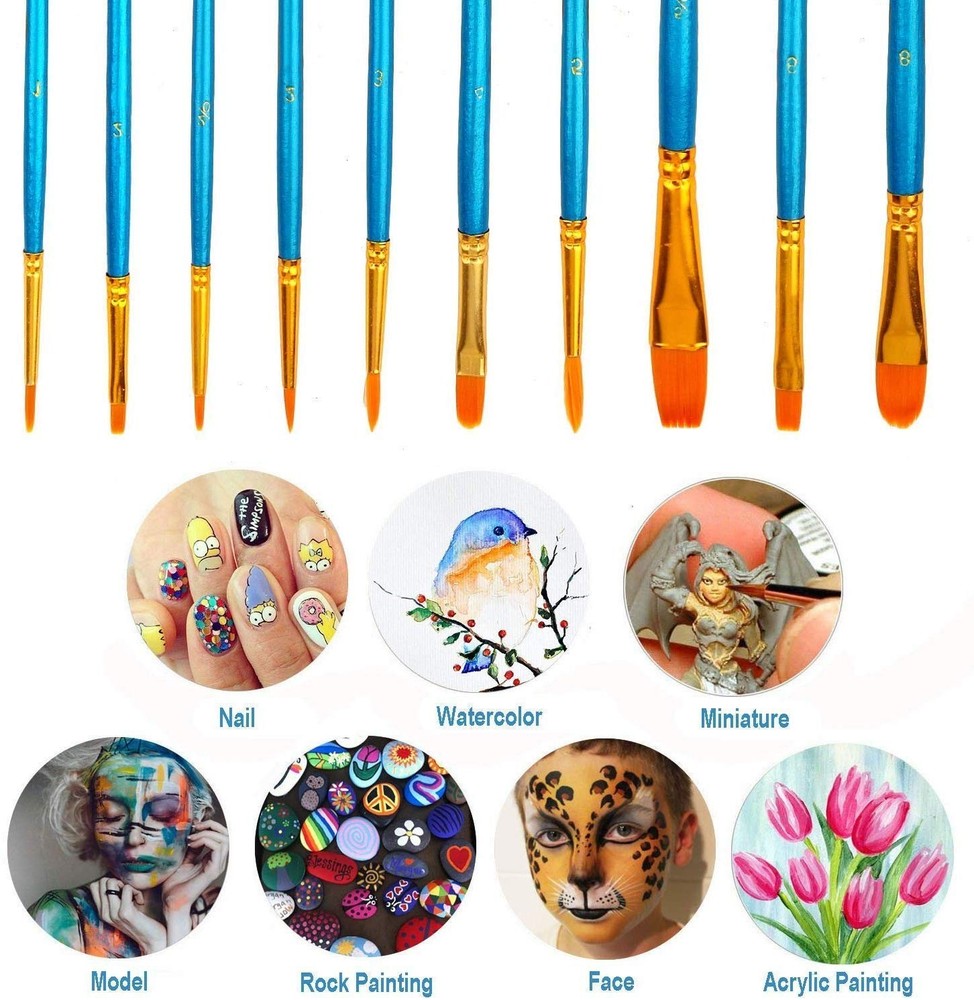 Soucolor Acrylic Paint Brushes Set, Easter Basket Stuffers, 20-Pack, Blue