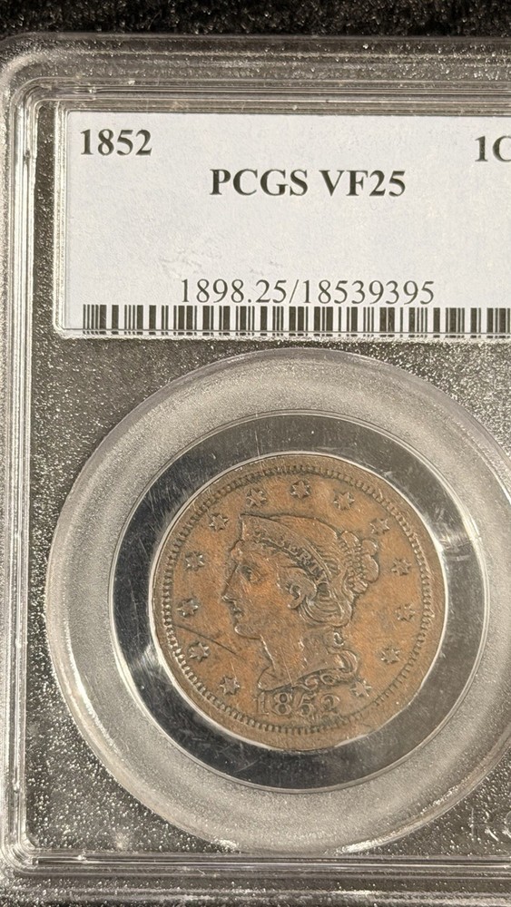 1852 Braided Hair Large Cent PCGS VF25