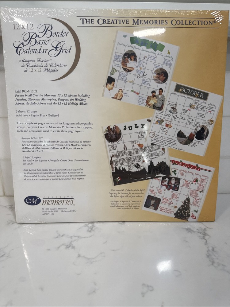 Creative Memories RCM-12CL 12 X 12 Border Basic Calendar Grid 6Sheets/12pg
