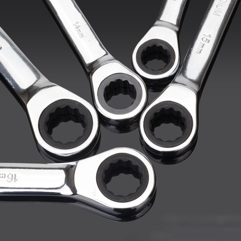 Double End Metric Offset Torque Wrench Set 6-27mm Ring Ratchet Spanner Hand Tool