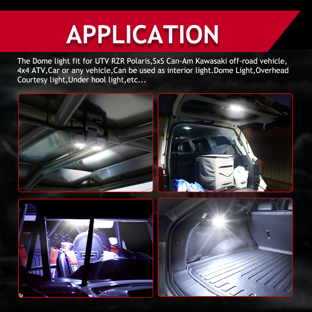 UTV LED Interior Dome Light Roll Bar Mount Cage Cab Pack Center w/ Switch White