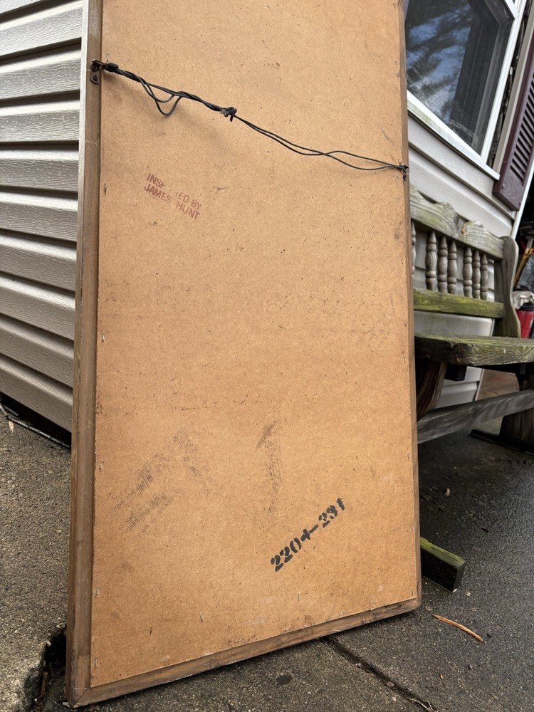 Mid-century Modern Wood Framed Mirror Wall Hanging
