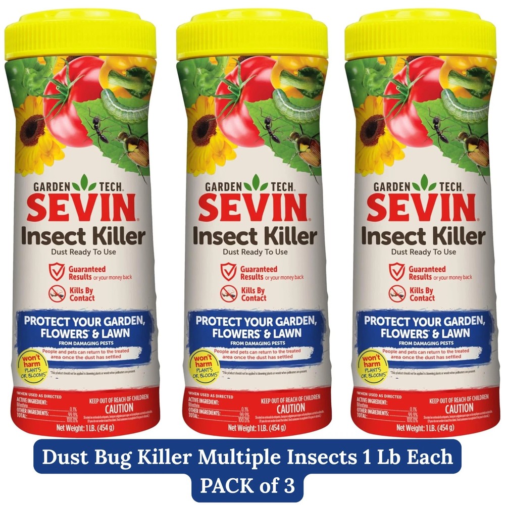 Garden Tech Sevin Dust Bug Killer Multiple Insects 1 lb Each- 3 Pack