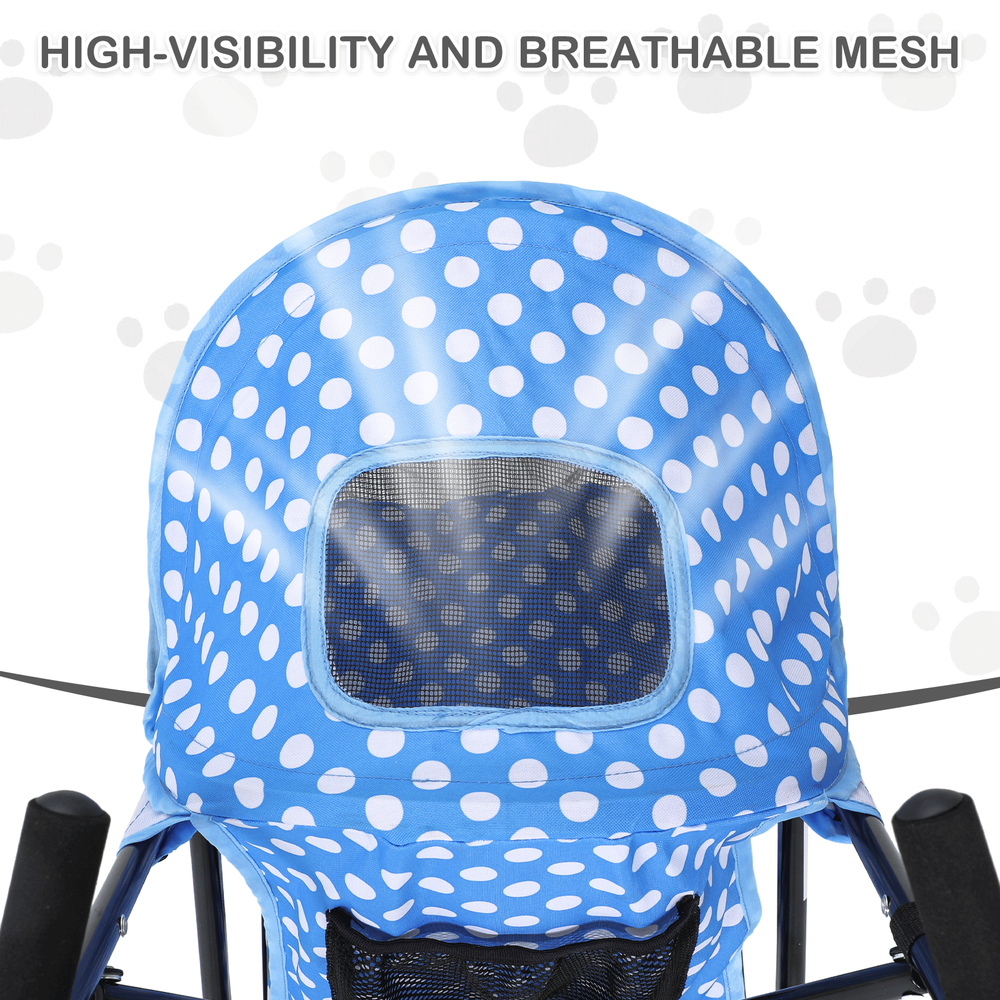 Foldable Pet Stroller 4 Wheels Breathable Dog Stroller w/Skylight&Storage Basket