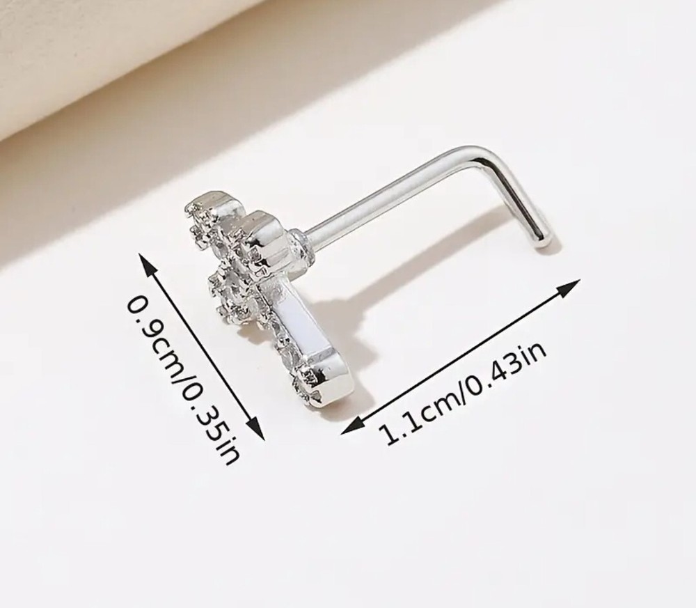 Premium Silver Cross Nose Ring Stud Jewelry