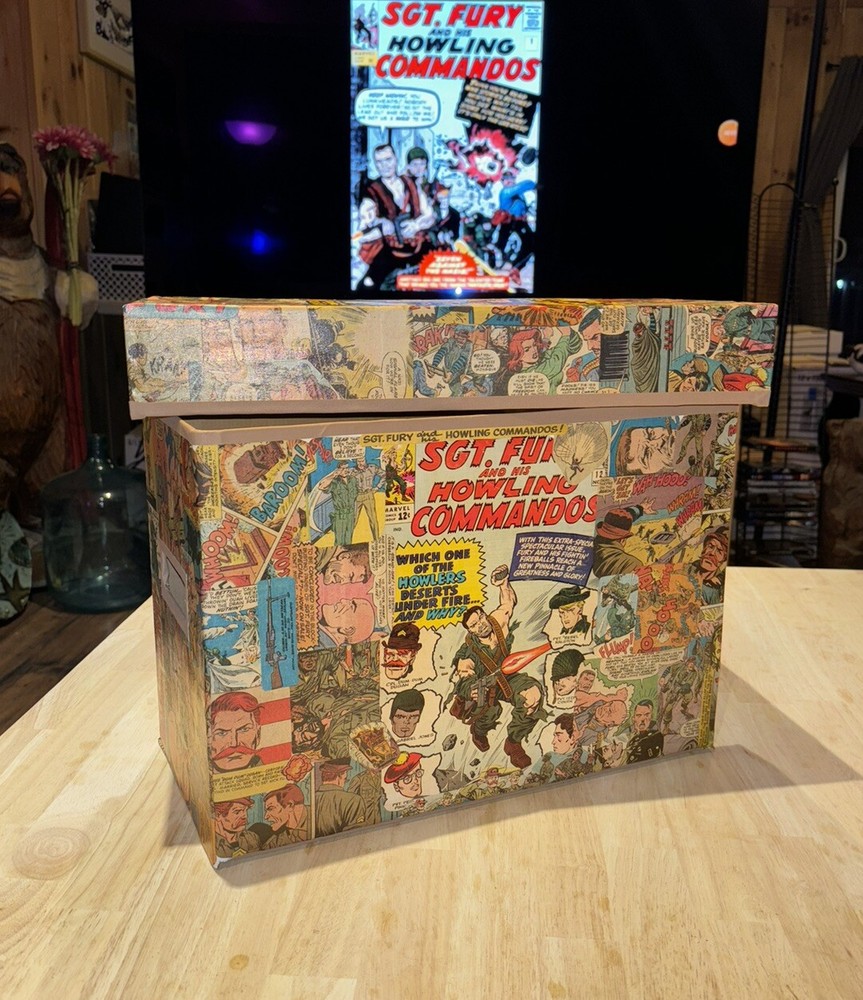 Sgt. Fury Howling Commandos BCW Short Box |Handmade, REAL COMIC CLIPPINGS