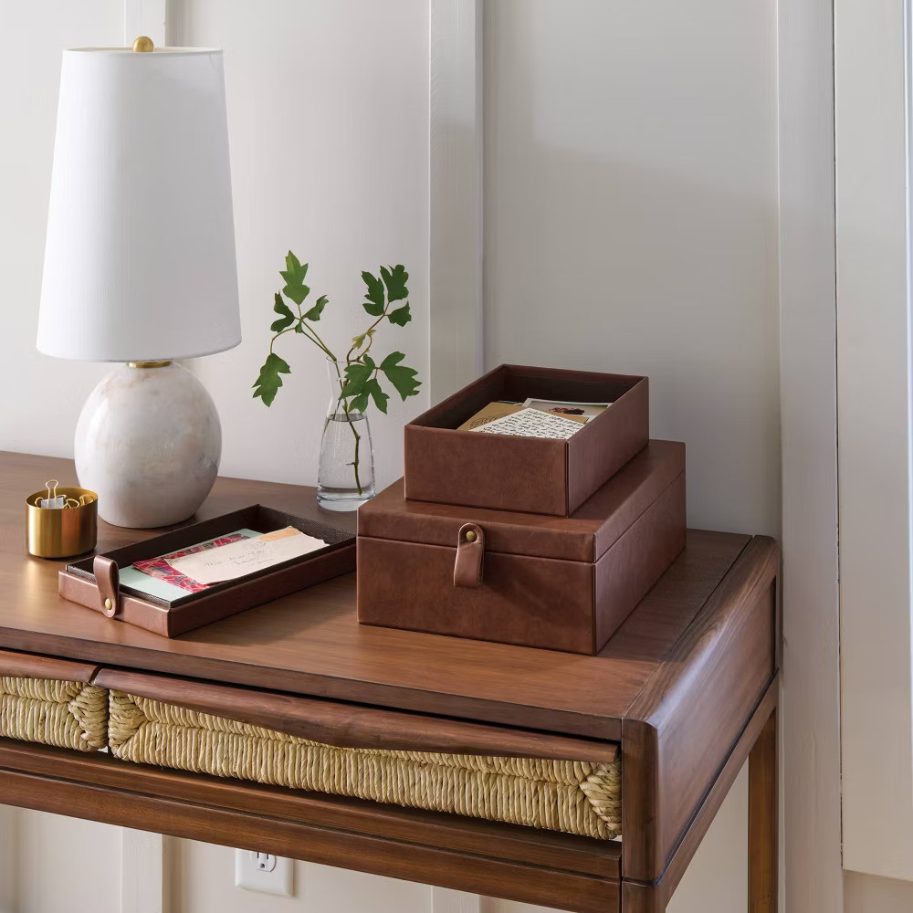 Faux Leather Storage Box Set - Threshold
