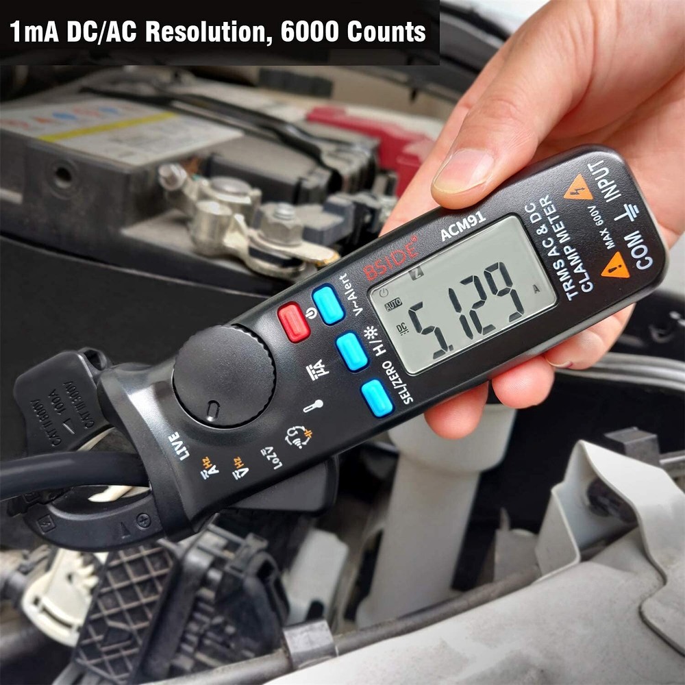 BSIDE ACM91 Digital Clamp Meter 1mA AC/DC Current True RMS Auto-Ranging 6000 ...