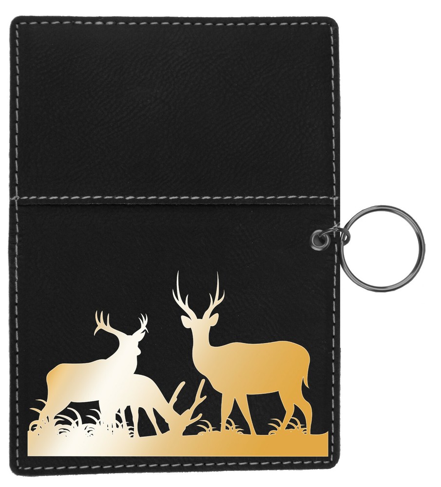 Grazing Deer Laser Engraved Leatherette Keychain Wallet
