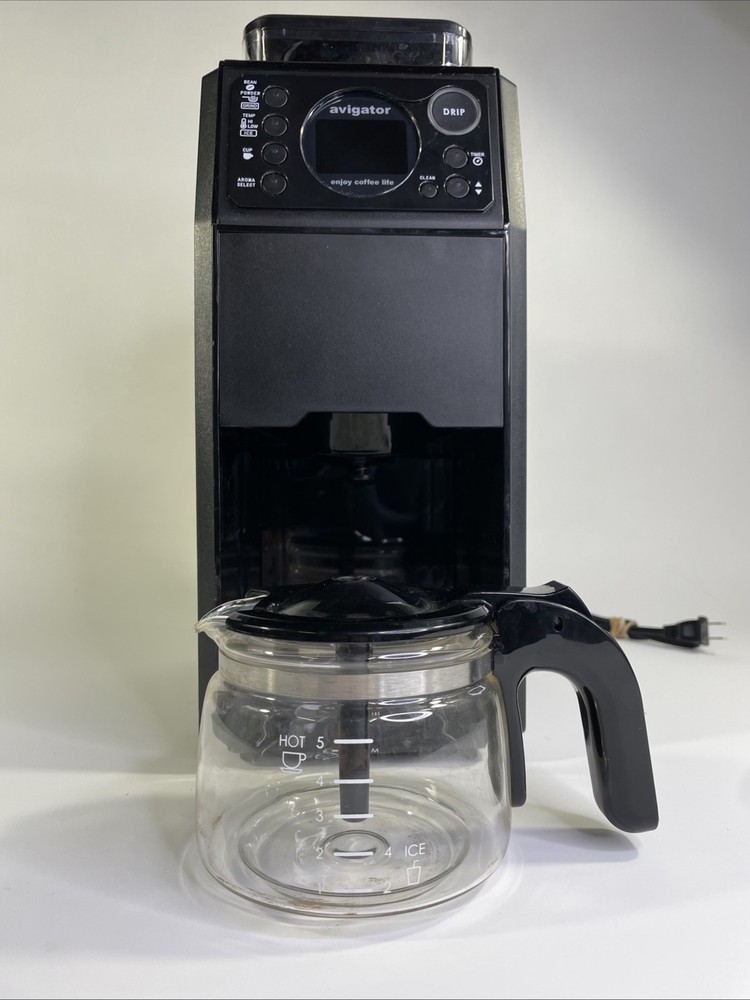 Avigator Coffee Maker Grinder 5 Cup Programmable Machine W/ Timer & Glass Carafe