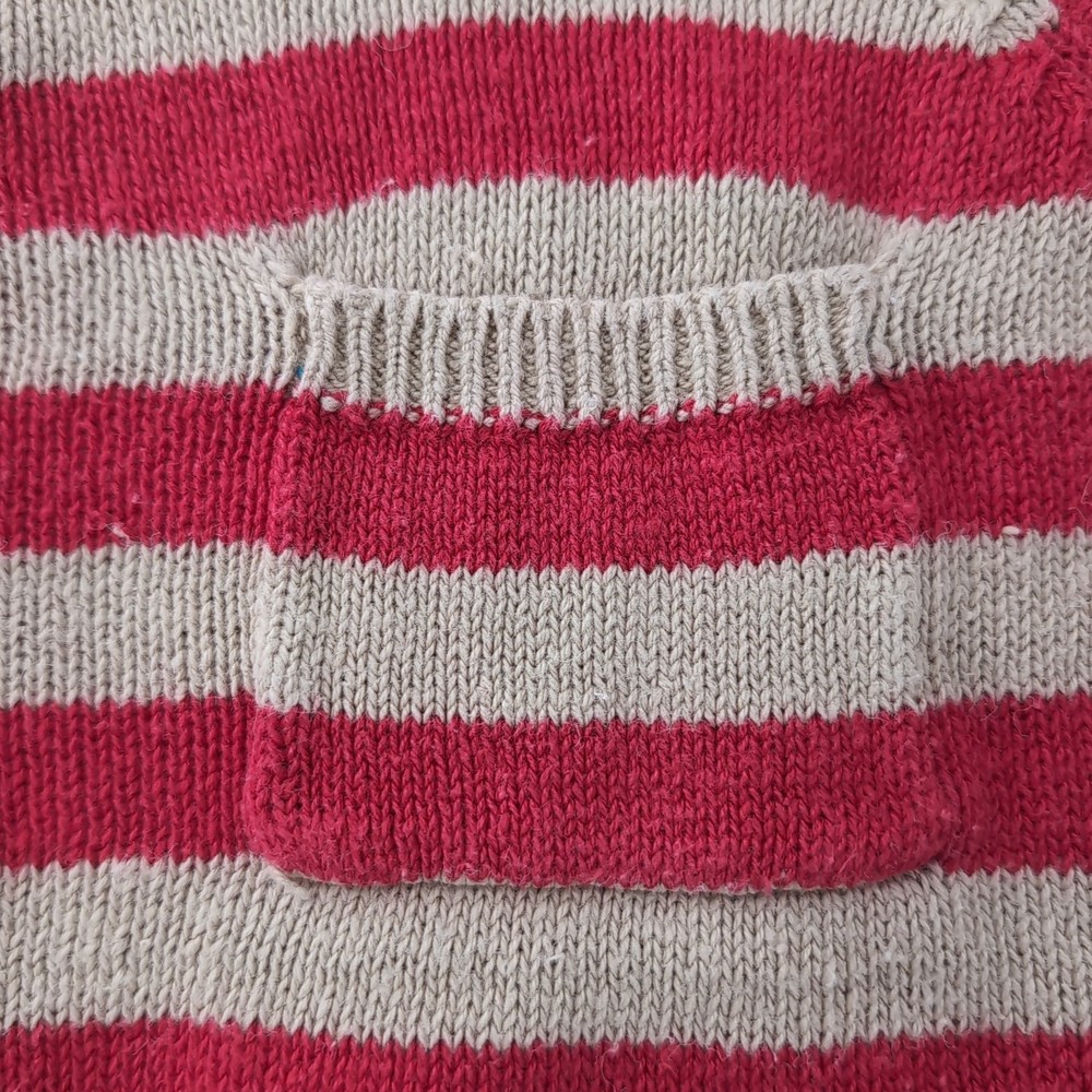 VNTG Headliners Button Up Nautical Stripe Sweater Vest Crop Medium Ribbed Bottom
