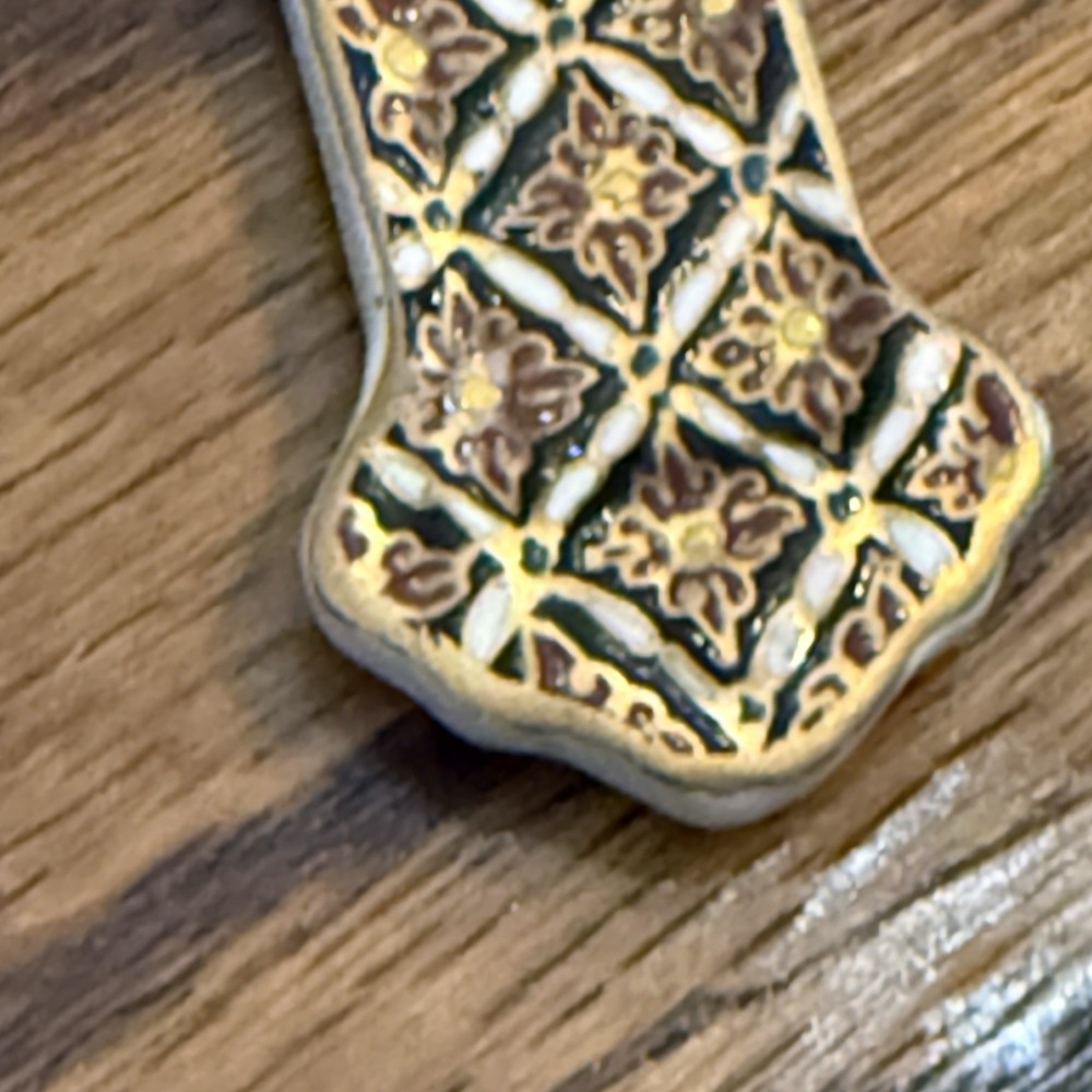 Ceramic Crucifix Hand Painted Floral Brown Wall 4.5”