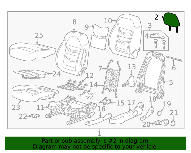 Genuine GM Jet Black Front Head Restraint 23337152