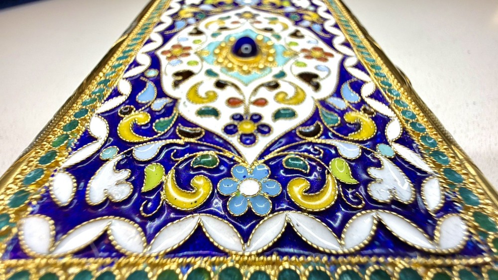 Kubachi 875 Silver Cloisonné Enamel Cigarette Case – Original Box - Handcrafted