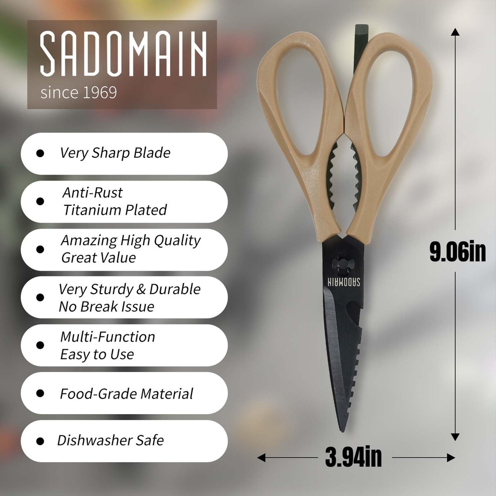 Kitchen Scissors All Purpose, Extra Sharp Kitchen Shears with Sharpener & She...